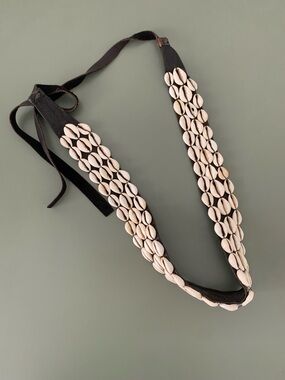 Vintage African Cowrie Shell & Leather Belt